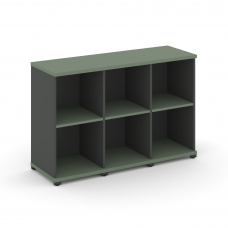 Concept Стеллаж 3 узкие секции, 2 ниши CN.STU-230 Кобо/Антрацит/Металл Антрацит 1252*420*818