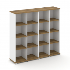 Concept Стеллаж 4 узкие секции, 4 ниши CN.STU-440 Сандал Янтарный/Белый Бриллиант/Металл Белый 1668*