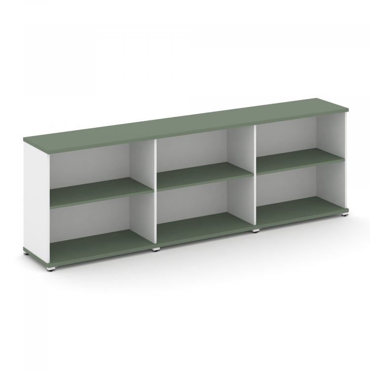 Concept Стеллаж 3 широкие секции, 2 ниши CN.STS-230 Кобо/Белый Бриллиант/Металл Белый 2500*420*818