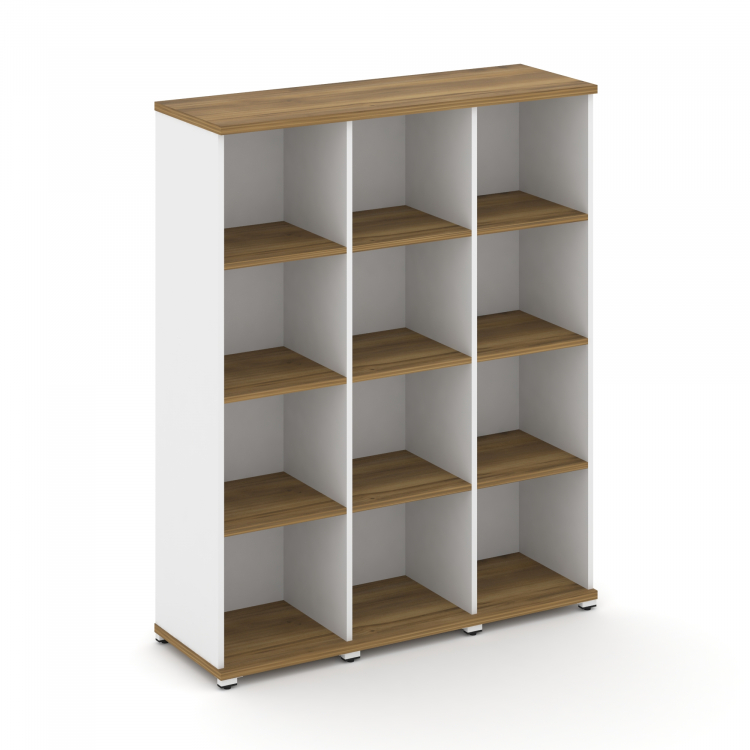 Concept Стеллаж 3 узкие секции, 4 ниши CN.STU-430 Сандал Янтарный/Белый Бриллиант/Металл Белый 1252*