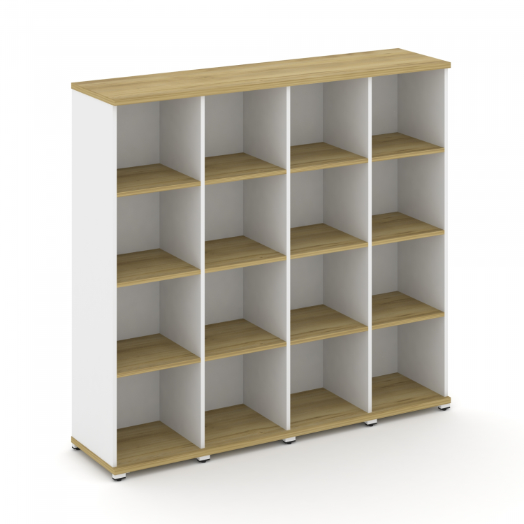 Concept Стеллаж 4 узкие секции, 4 ниши CN.STU-440 Дуб Винченцо/Белый Бриллиант/Металл Белый 1668*420