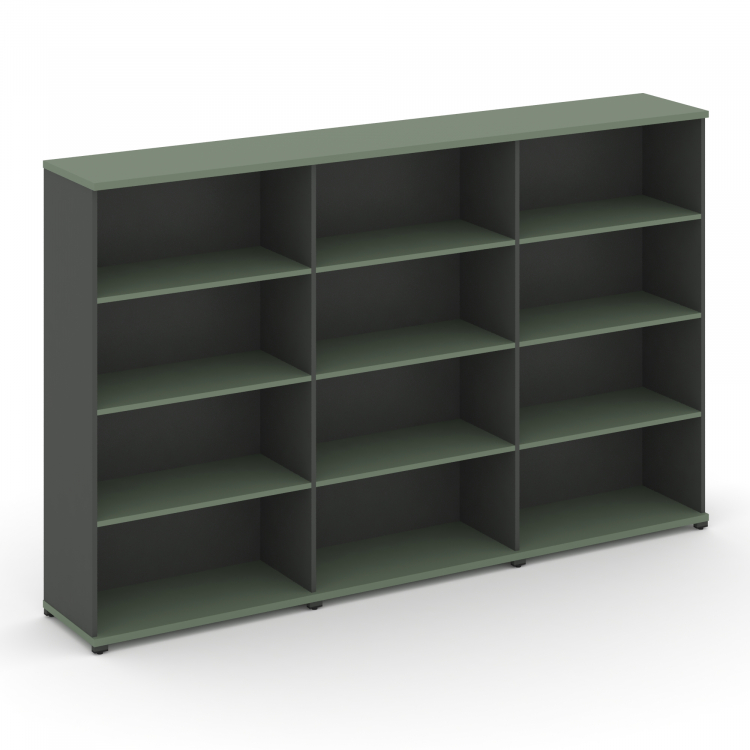 Concept Стеллаж 3 широкие секции, 4 ниши CN.STS-430 Кобо/Антрацит/Металл Антрацит 2500*420*1554