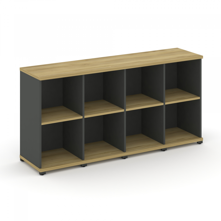 Concept Стеллаж 4 узкие секции, 2 ниши CN.STU-240 Дуб Винченцо/Антрацит/Металл Антрацит 1668*420*818