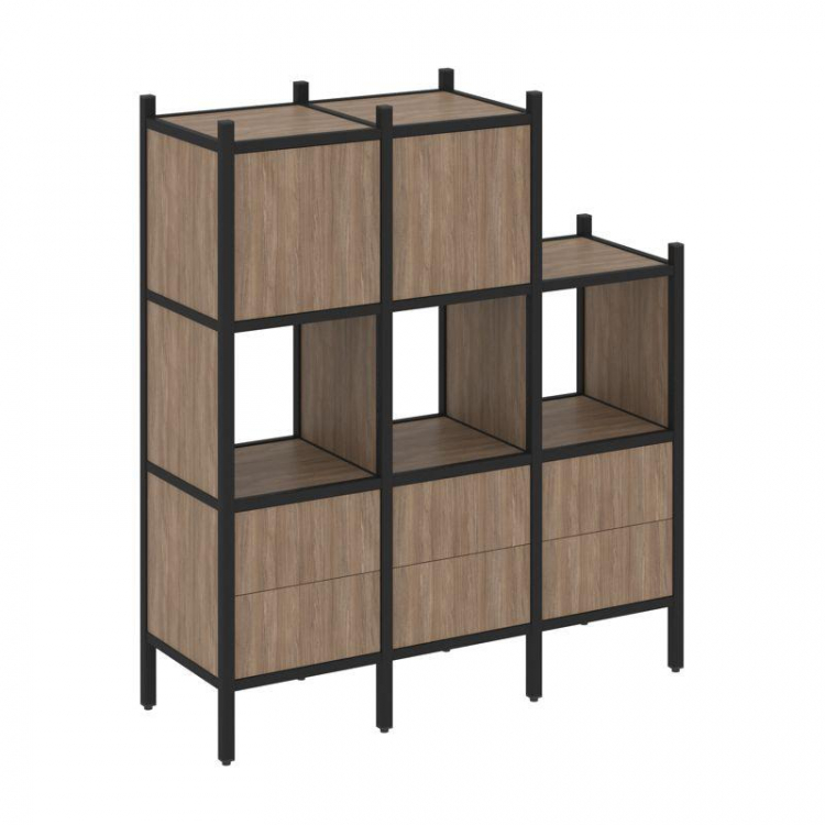 Loft Прямой стеллаж VR.L-15 Дуб Аризона/Металл Черный 1278*446*1458