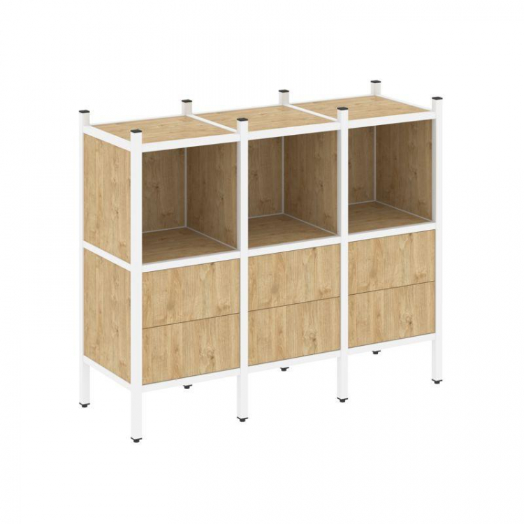 Loft Прямой стеллаж VR.L-07 Тиквуд Светлый/Металл Белый 1278*446*1047