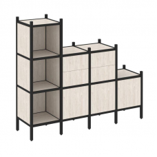 Loft Прямой стеллаж VR.L-17 Денвер Светлый/Металл Черный 1694*446*1458