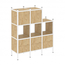 Loft Прямой стеллаж VR.L-15 Тиквуд Светлый/Металл Белый 1278*446*1458