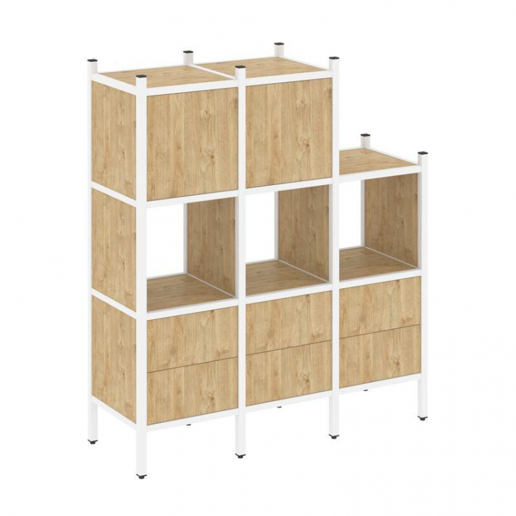 Loft Прямой стеллаж VR.L-15 Тиквуд Светлый/Металл Белый 1278*446*1458