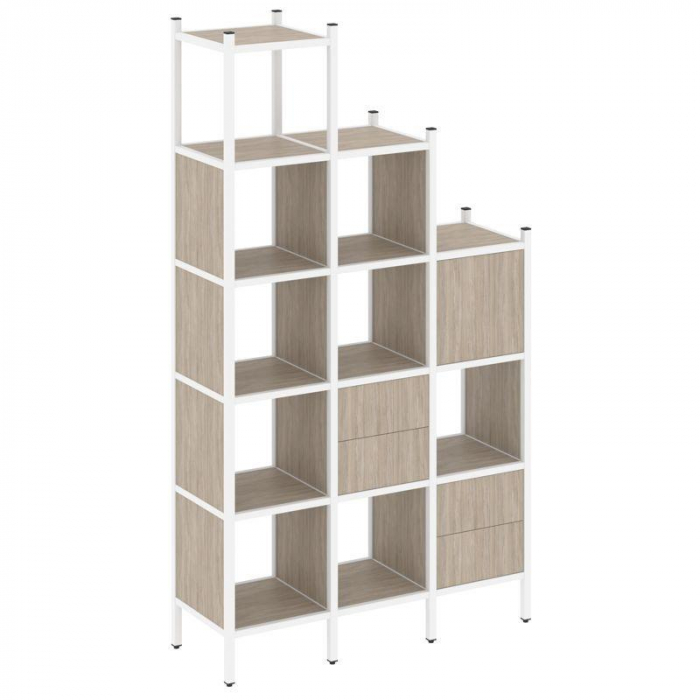 Loft Прямой стеллаж VR.L-21 Дуб Аттик/Металл Белый 1278*446*2280