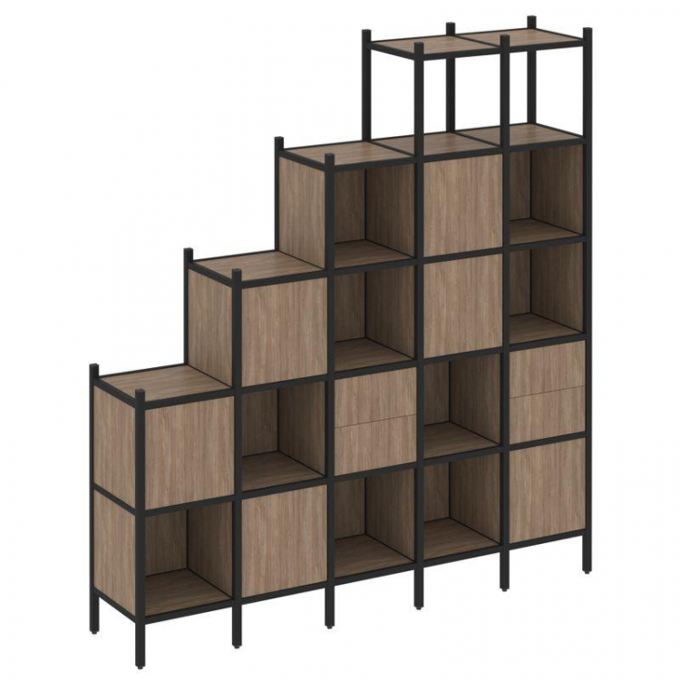 Loft Прямой стеллаж VR.L-25 Дуб Аризона/Металл Черный 2110*446*2280