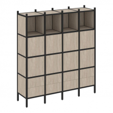 Loft Прямой стеллаж VR.L-09 Дуб Аттик/Металл Черный 1694*446*1869