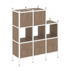 Loft Прямой стеллаж VR.L-15 Дуб Аризона/Металл Белый 1278*446*1458