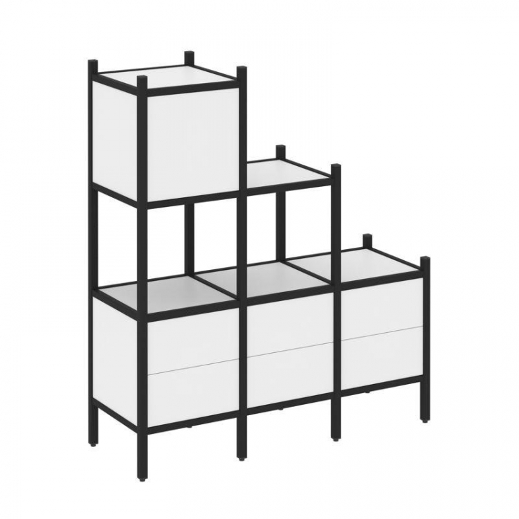 Loft Прямой стеллаж VR.L-12 Белый Бриллиант/Металл Черный 1278*446*1458