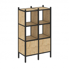 Loft Прямой стеллаж VR.L-03 Тиквуд Светлый/Металл Черный 862*446*1458