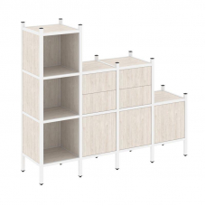 Loft Прямой стеллаж VR.L-17 Денвер Светлый/Металл Белый 1694*446*1458