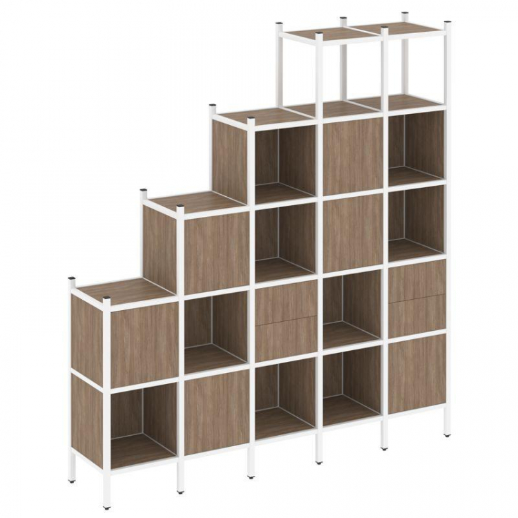 Loft Прямой стеллаж VR.L-25 Дуб Аризона/Металл Белый 2110*446*2280