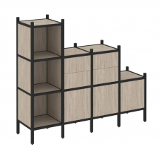 Loft Прямой стеллаж VR.L-17 Дуб Аттик/Металл Черный 1694*446*1458