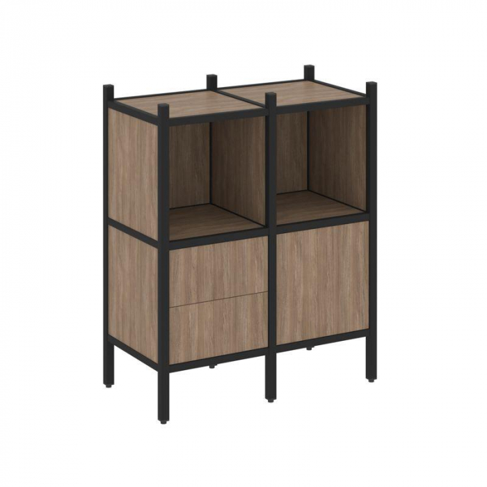 Loft Прямой стеллаж VR.L-02 Дуб Аризона/Металл Черный 862*446*1047