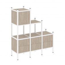 Loft Прямой стеллаж VR.L-12 Дуб Аттик/Металл Белый 1278*446*1458