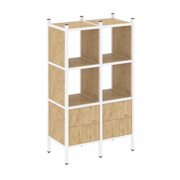 Loft Прямой стеллаж VR.L-03 Тиквуд Светлый/Металл Белый 862*446*1458