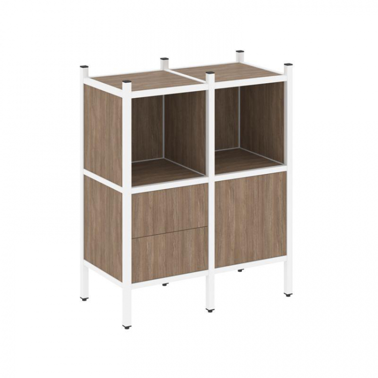 Loft Прямой стеллаж VR.L-02 Дуб Аризона/Металл Белый 862*446*1047