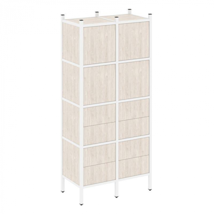 Loft Прямой стеллаж VR.L-04 Денвер Светлый/Металл Белый 862*446*1869