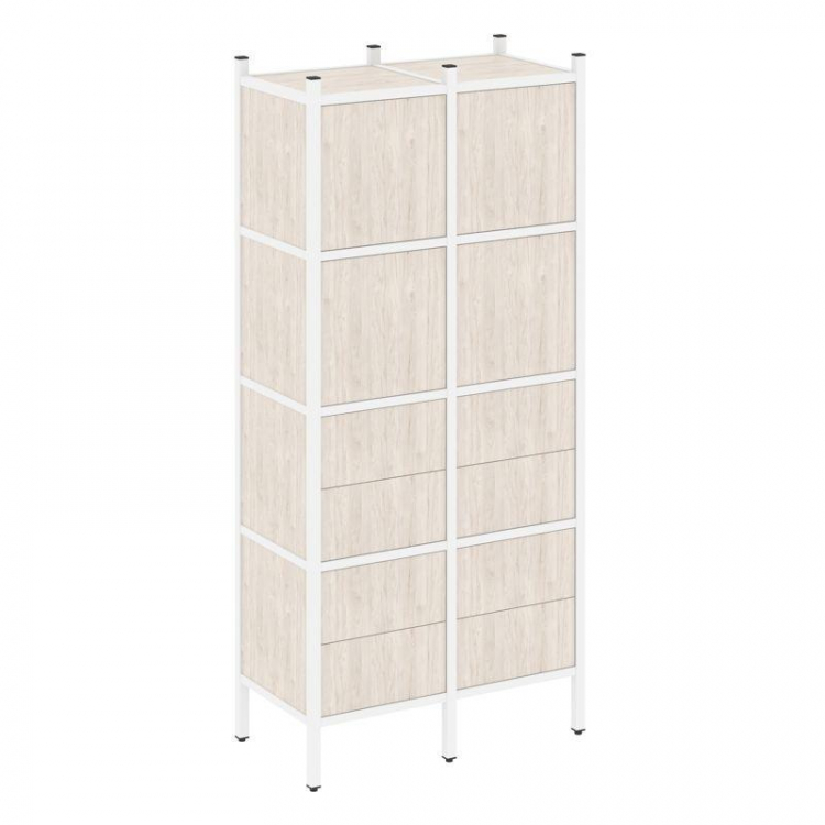 Loft Прямой стеллаж VR.L-04 Денвер Светлый/Металл Белый 862*446*1869