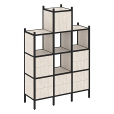 Loft Прямой стеллаж VR.L-18 Денвер Светлый/Металл Черный 1278*446*1869