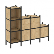 Loft Прямой стеллаж VR.L-17 Тиквуд Светлый/Металл Черный 1694*446*1458