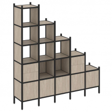 Loft Прямой стеллаж VR.L-23 Дуб Аттик/Металл Черный 2110*446*2280