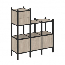 Loft Прямой стеллаж VR.L-13 Дуб Аттик/Металл Черный 1278*446*1458