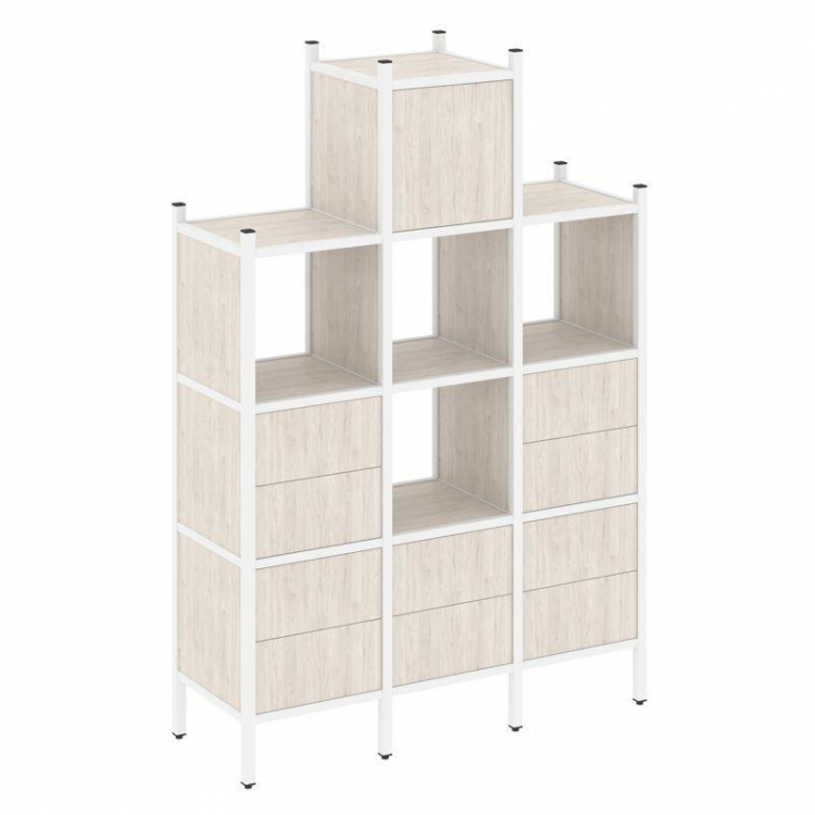 Loft Прямой стеллаж VR.L-18 Денвер Светлый/Металл Белый 1278*446*1869