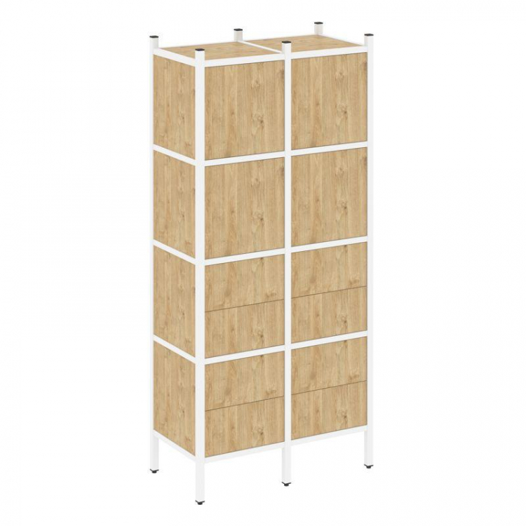 Loft Прямой стеллаж VR.L-04 Тиквуд Светлый/Металл Белый 862*446*1869