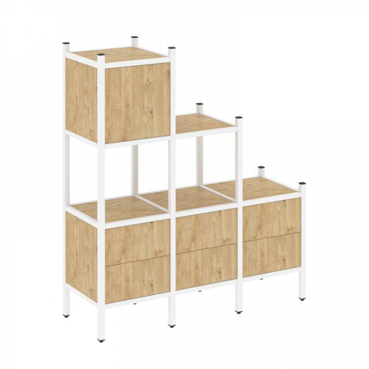 Loft Прямой стеллаж VR.L-12 Тиквуд Светлый/Металл Белый 1278*446*1458