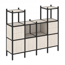 Loft Прямой стеллаж VR.L-14 Денвер Светлый/Металл Черный 1694*446*1458