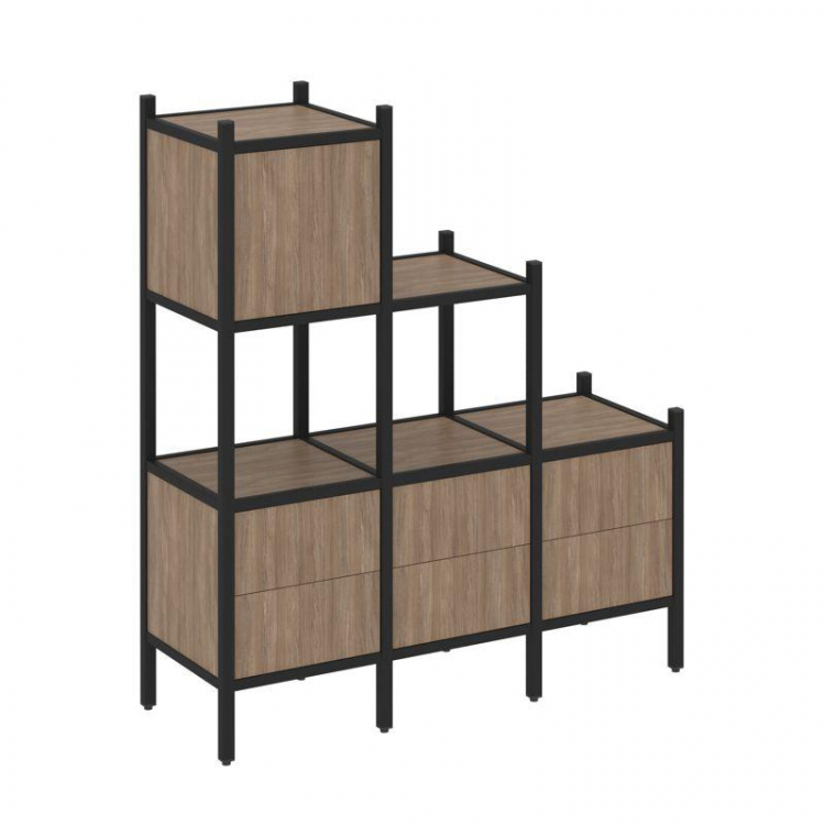 Loft Прямой стеллаж VR.L-12 Дуб Аризона/Металл Черный 1278*446*1458