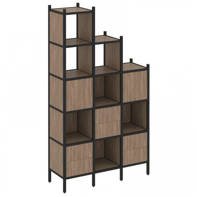 Loft Прямой стеллаж VR.L-22 Дуб Аризона/Металл Черный 1278*446*2280