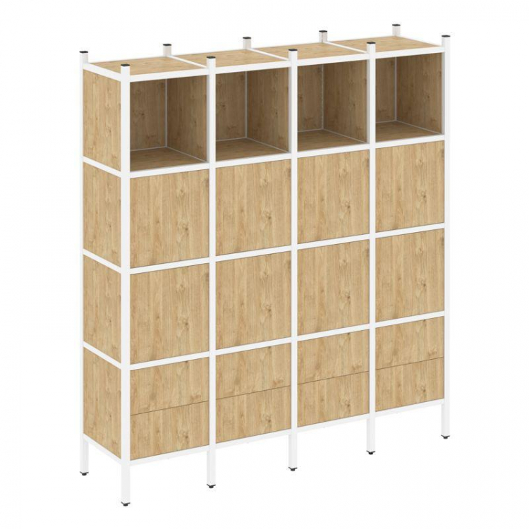 Loft Прямой стеллаж VR.L-09 Тиквуд Светлый/Металл Белый 1694*446*1869