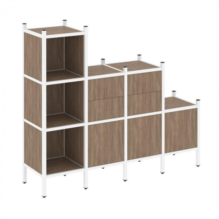 Лофт Прямой стеллаж VR.L-17 Дуб Аризона/Металл Белый 1694*446*1458