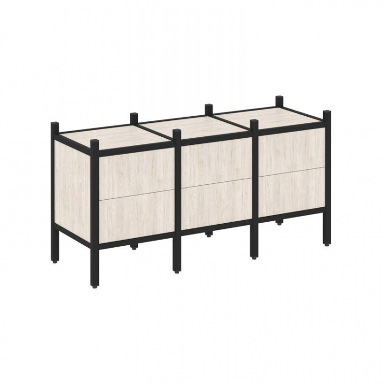 Loft Прямой стеллаж VR.L-06 Денвер Светлый/Металл Черный 1278*446*636