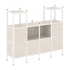 Loft Прямой стеллаж VR.L-14 Денвер Светлый/Металл Белый 1694*446*1458