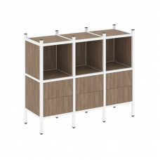 Loft Прямой стеллаж VR.L-07 Дуб Аризона/Металл Белый 1278*446*1047