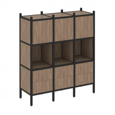 Loft Прямой стеллаж VR.L-08 Дуб Аризона/Металл Черный 1278*446*1458