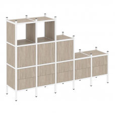 Loft Прямой стеллаж VR.L-19 Дуб Аттик/Металл Белый 2110*446*1458