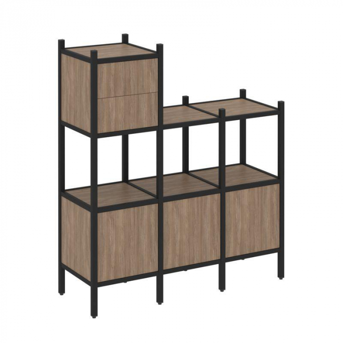 Loft Прямой стеллаж VR.L-13 Дуб Аризона/Металл Черный 1278*446*1458