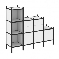 Loft Прямой стеллаж VR.L-17 Белый Бриллиант/Металл Черный 1694*446*1458