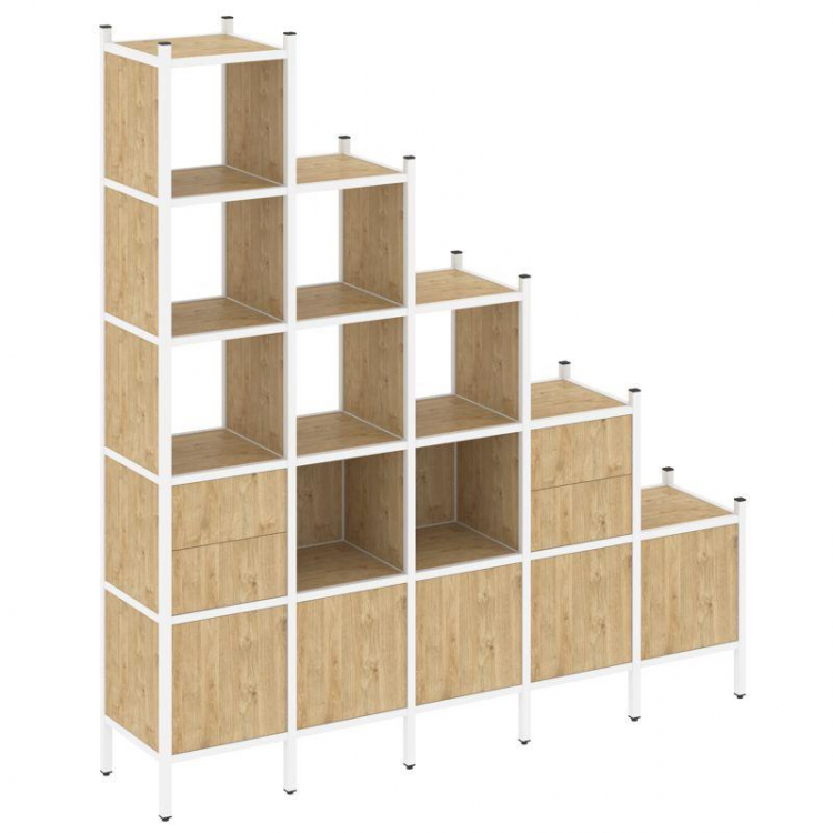 Loft Прямой стеллаж VR.L-23 Тиквуд Светлый/Металл Белый 2110*446*2280