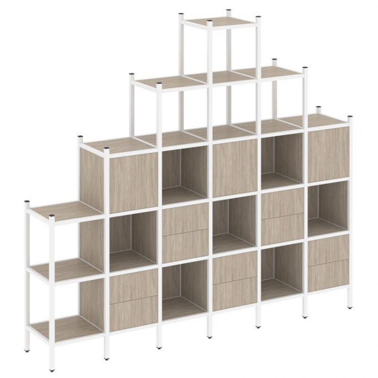 Loft Прямой стеллаж VR.L-24 Дуб Аттик/Металл Белый 2526*446*2280