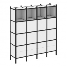 Loft Прямой стеллаж VR.L-09 Белый Бриллиант/Металл Черный 1694*446*1869