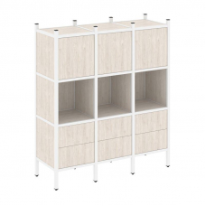 Loft Прямой стеллаж VR.L-08 Денвер Светлый/Металл Белый 1278*446*1458